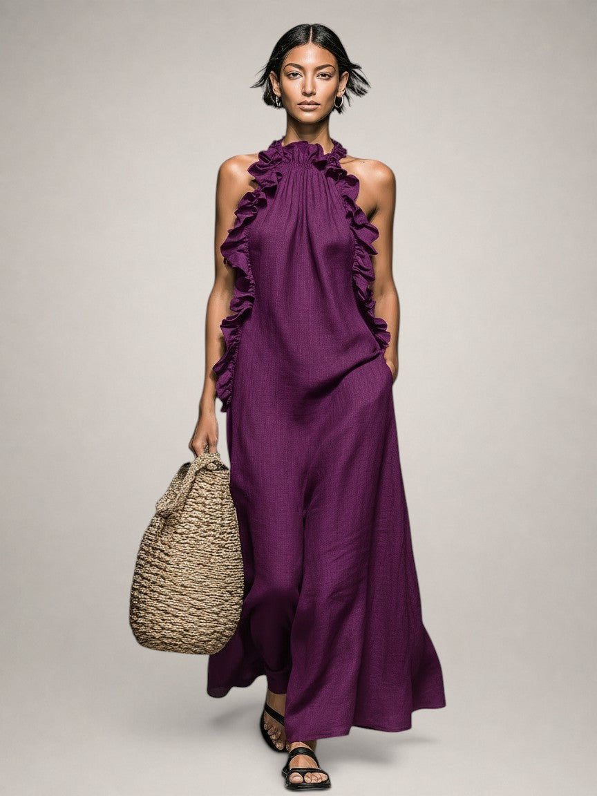 Léonore | Robe Maxi Sans Manches, Volants