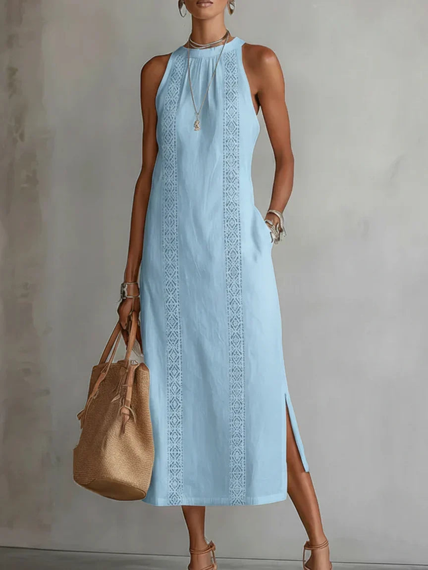 Fantine | Robe Midi d'Été à Col Mao