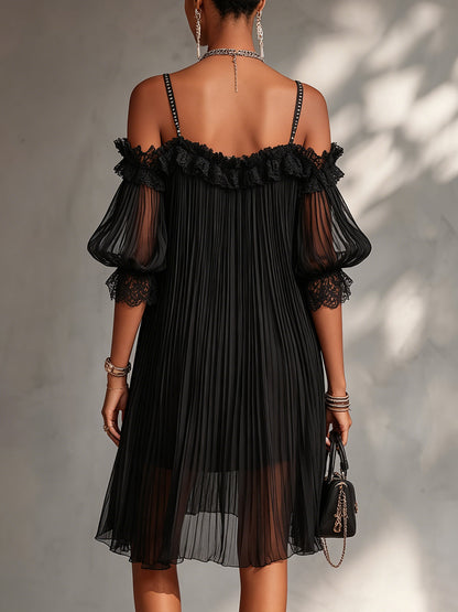 Camille | Robe Mini Noire à Épaules Dénudées