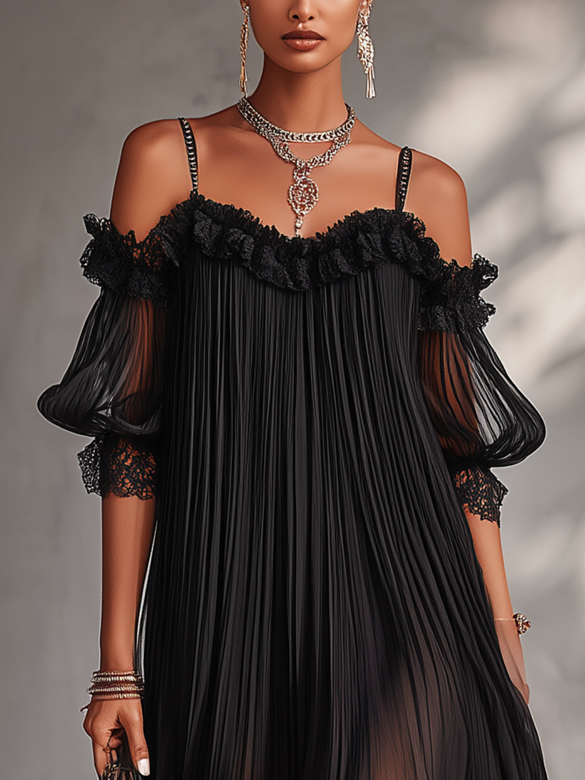 Camille | Robe Mini Noire à Épaules Dénudées