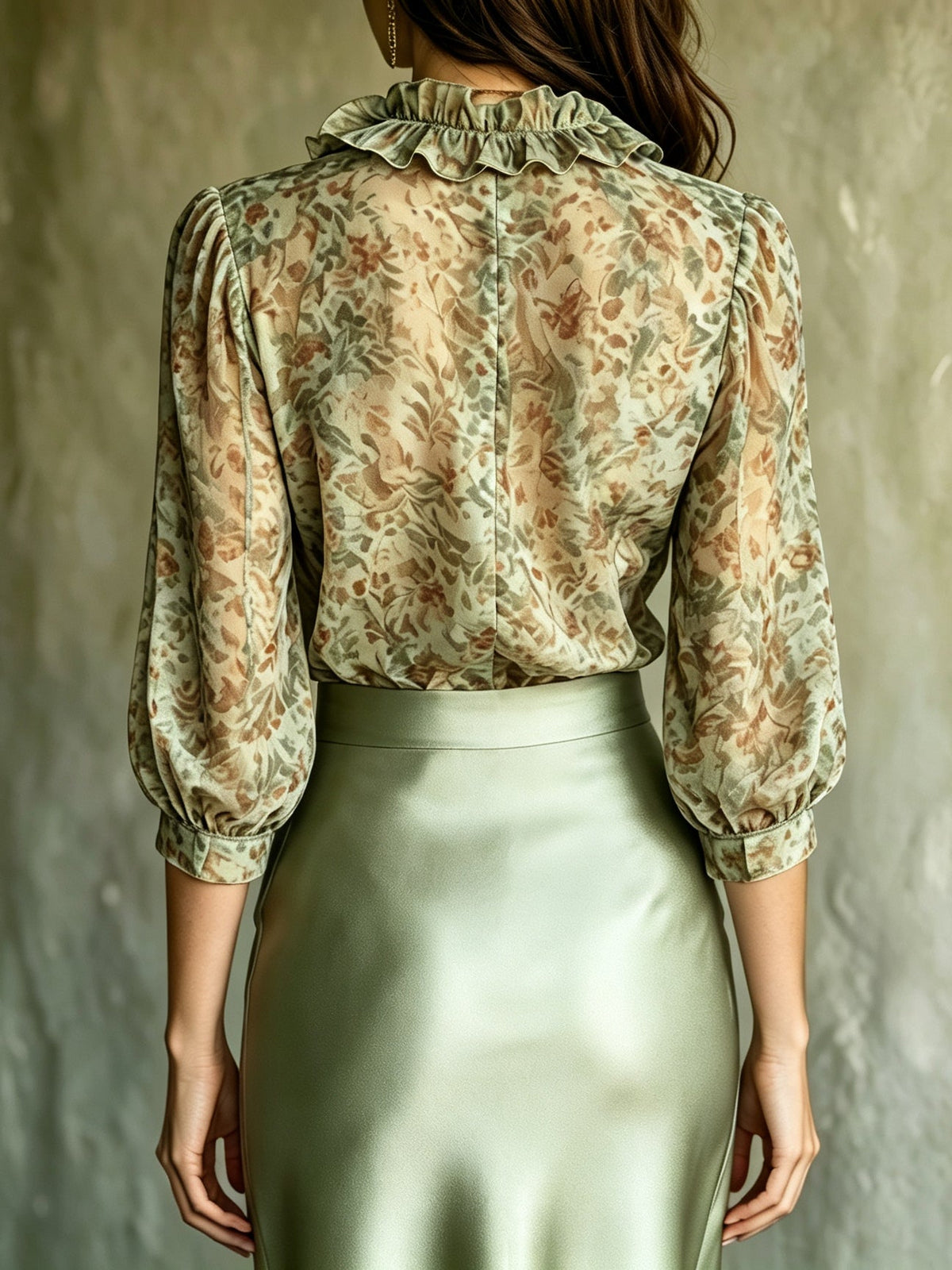 Antoinette | Blouse Élégante à Volants Floraux et Mini Jupe