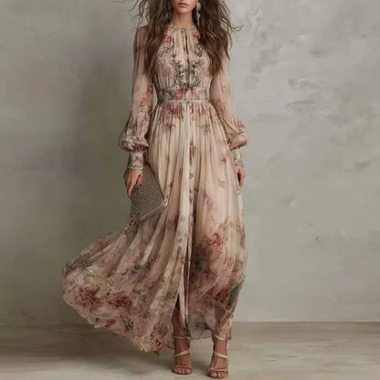 Amélia | Robe Maxi Fleurie Taille Haute Vintage