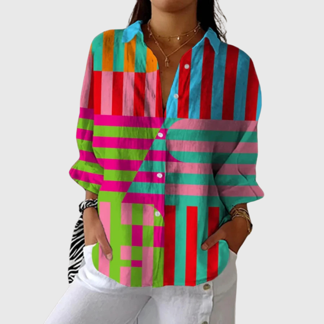 Agathe | Blouse à Rayures Colorées