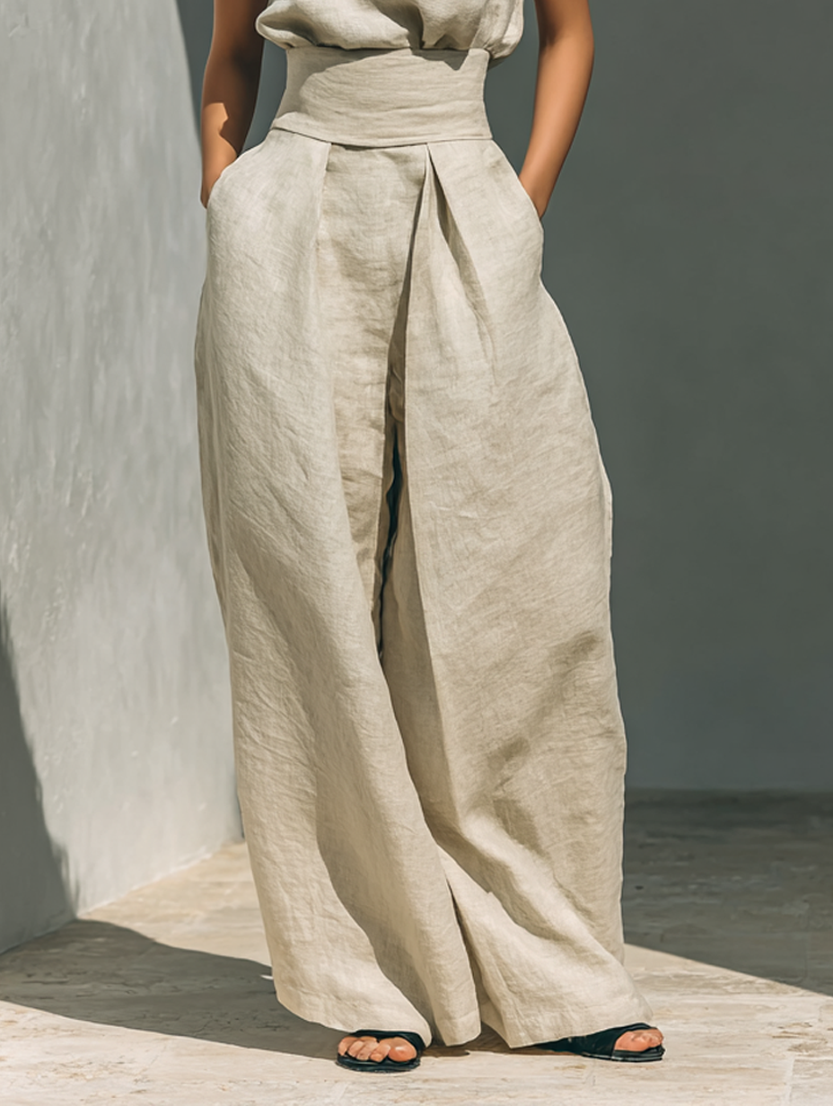 Eulalie | Ensemble Blouse Sans Manches et Pantalon Large