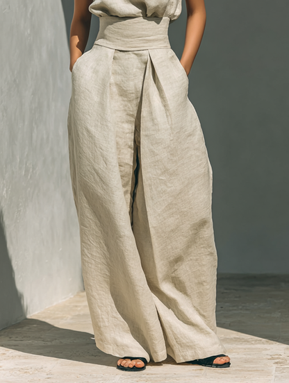 Eulalie | Ensemble Blouse Sans Manches et Pantalon Large