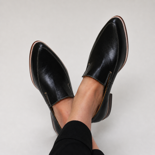 Zoé | Mocassin Patchwork Noir