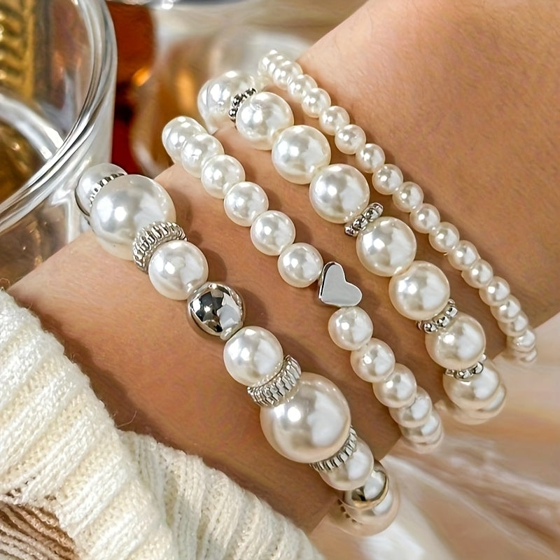 Camille | Set de Bracelets Perles et Cœur