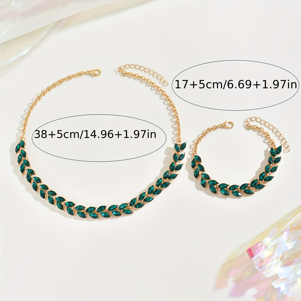 Émeraude | Duo Collier & Bracelet Cristal Vert