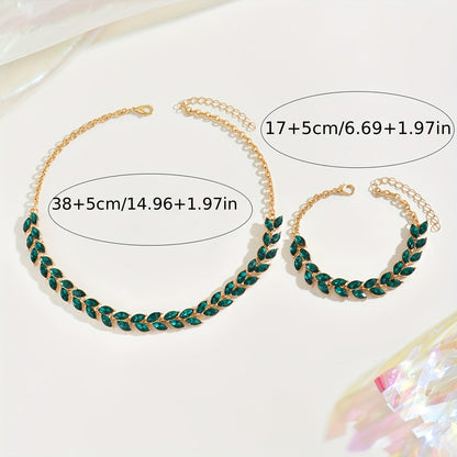 Émeraude | Duo Collier & Bracelet Cristal Vert