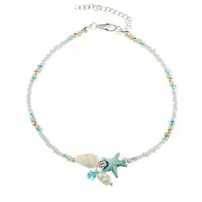 Coralie | Bracelet de Cheville Étoile et Coquillage aux Pierres Naturelles