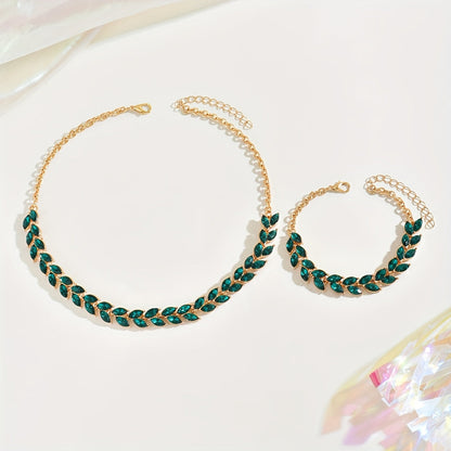 Émeraude | Duo Collier & Bracelet Cristal Vert