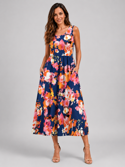 Françoise | Robe Midi Bohème, Col Halter
