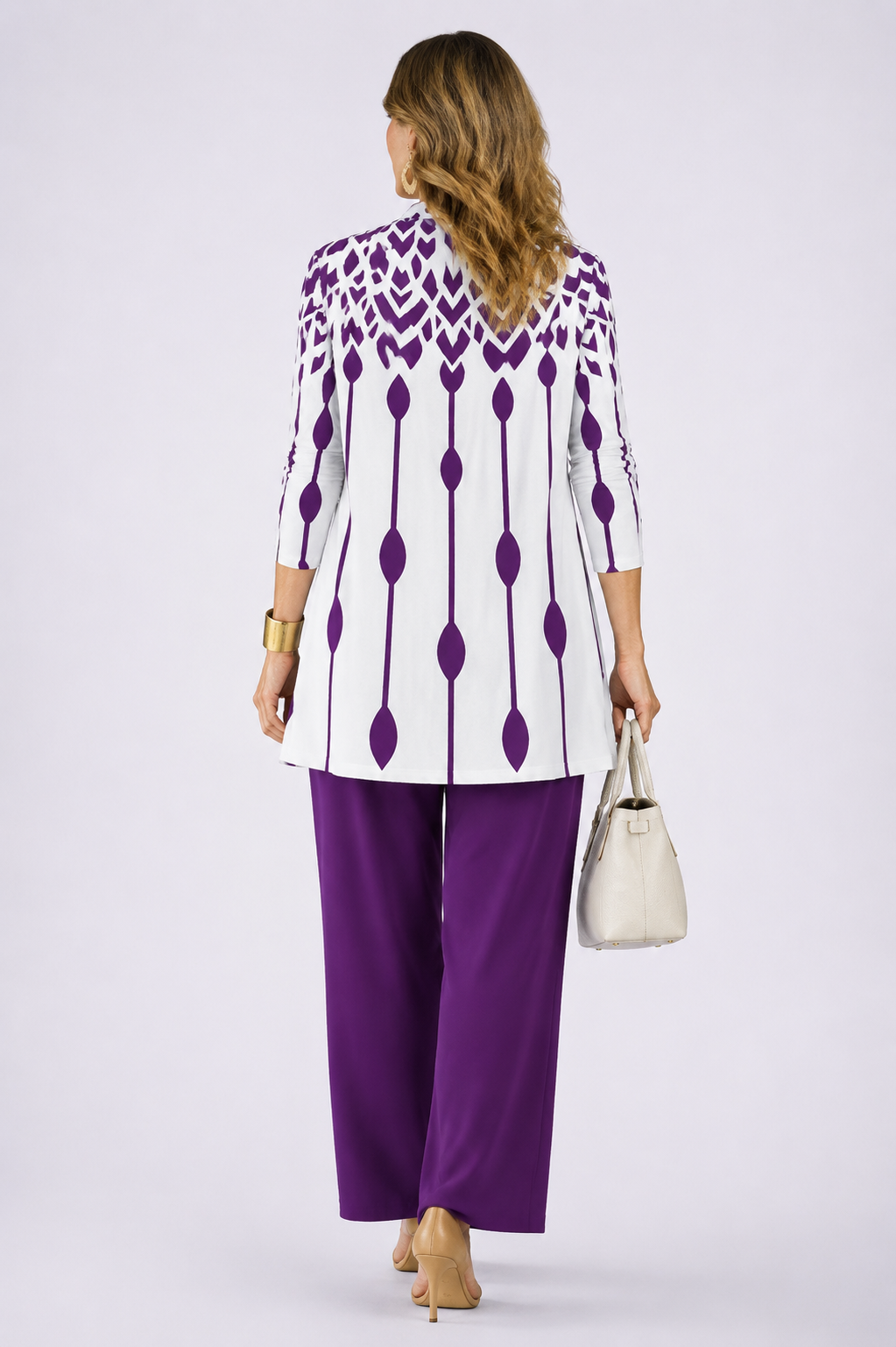 Eliana | Ensemble 3 pièces violet et blanc