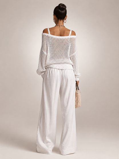Hortense | Ensemble Épaules Dénudées, Pantalon Large