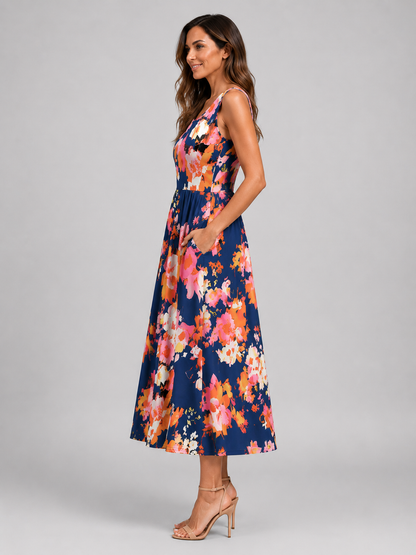 Françoise | Robe Midi Bohème, Col Halter