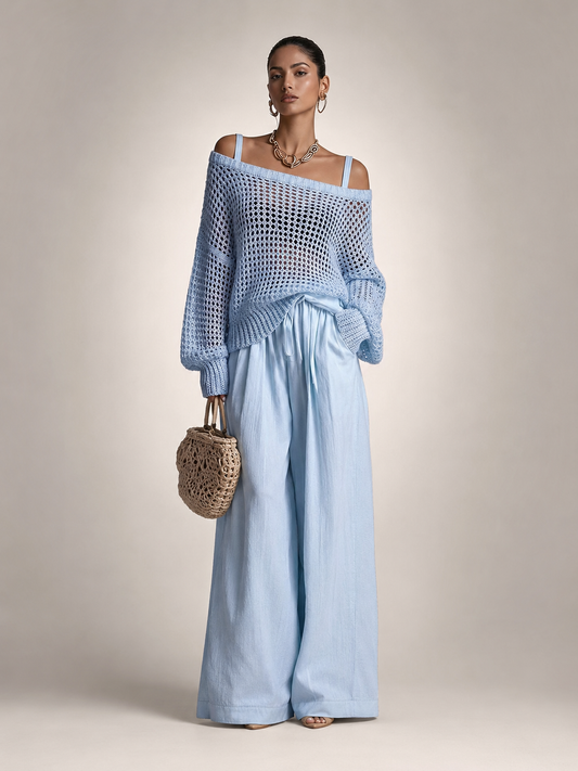 Hortense | Ensemble Épaules Dénudées, Pantalon Large