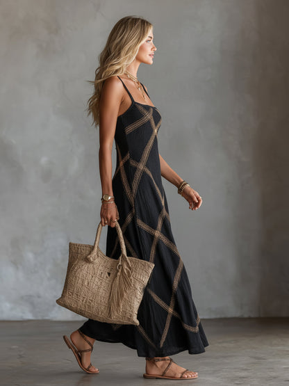 Wilhelmine | Robe Géométrique Noir Chameau