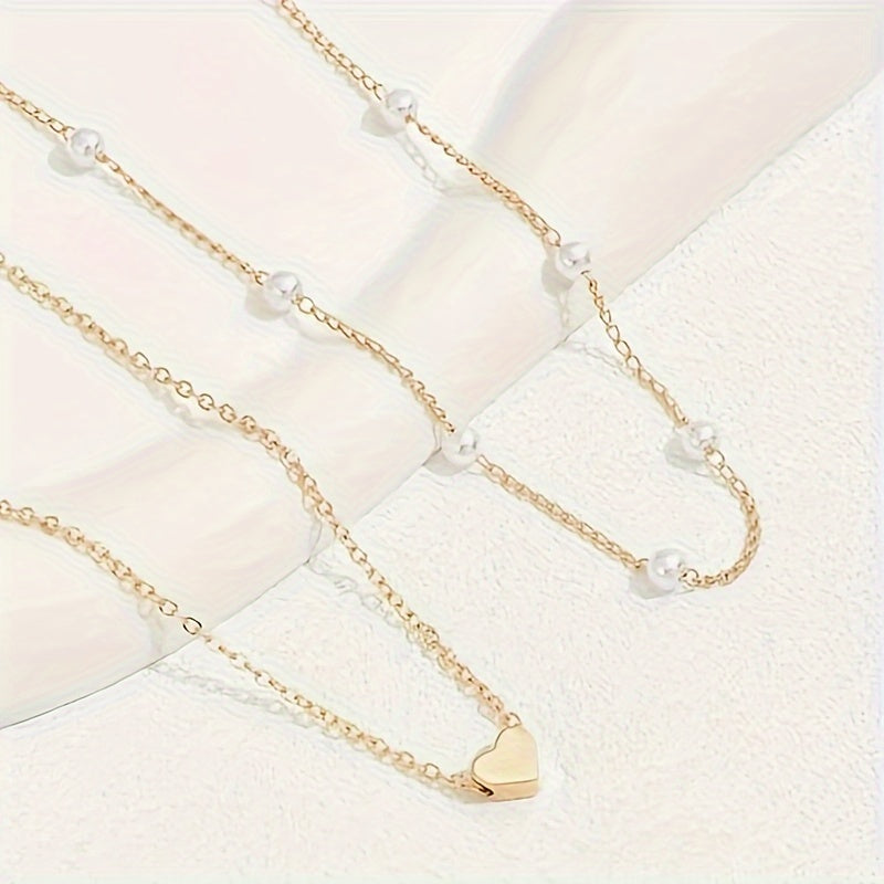 Margaux | Set Bijoux Cœur & Perles Superposés