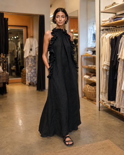 Léonore | Robe Maxi Sans Manches, Volants
