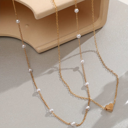 Margaux | Set Bijoux Cœur & Perles Superposés