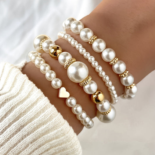 Camille | Set de Bracelets Perles et Cœur
