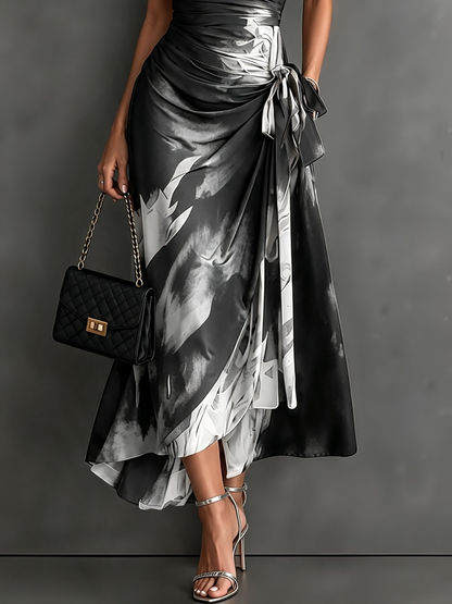 Victorine | Robe Portefeuille Imprimée Rouge et Noir