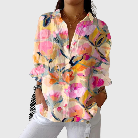 Apolline | Blouse à Motifs Rose