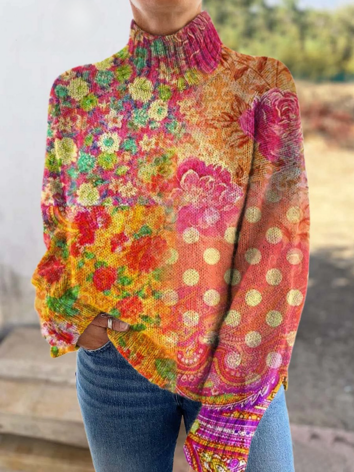 Cassandre | Pull Col Monté Fleuri
