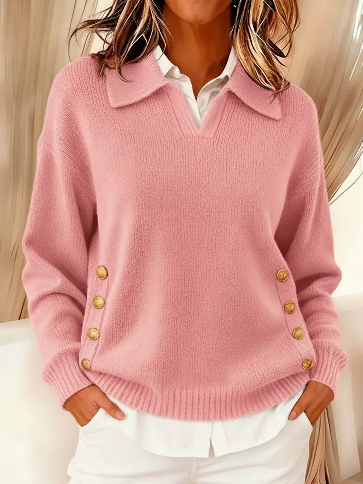 Yvonne | Pull Col en V avec Col Rabattu