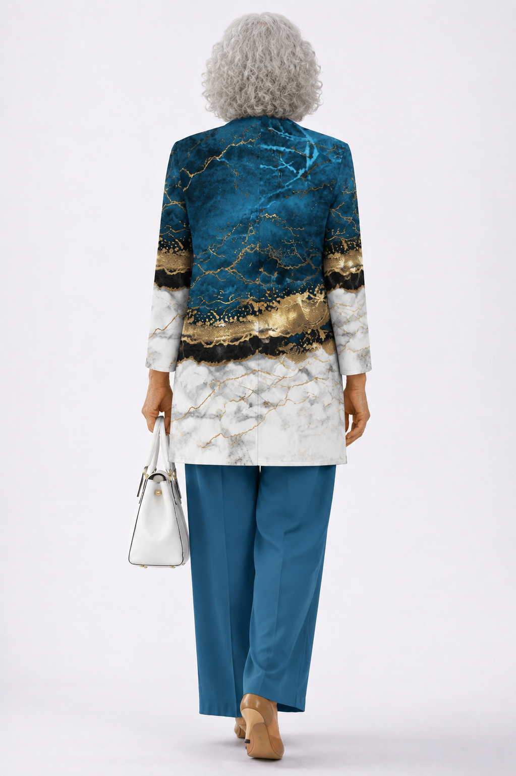 Tiziana | Ensemble 3 pièces bleu et marbre doré