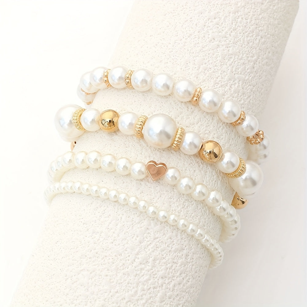 Camille | Set de Bracelets Perles et Cœur