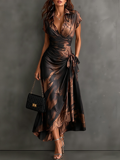 Victorine | Robe Portefeuille Imprimée Rouge et Noir