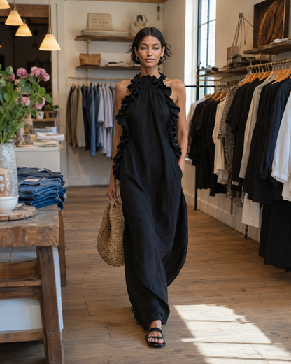 Léonore | Robe Maxi Sans Manches, Volants