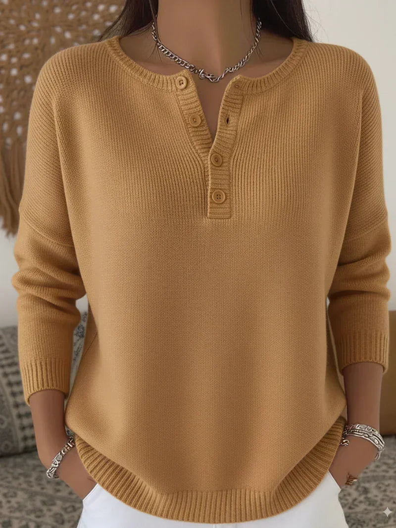 Hélène | Pull Henley Boutonné