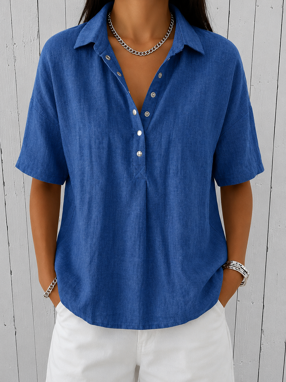 Ève | Blouse à Col et Boutons