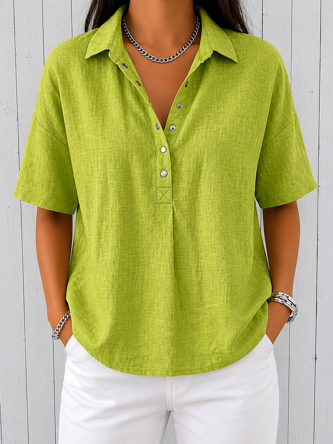 Ève | Blouse à Col et Boutons