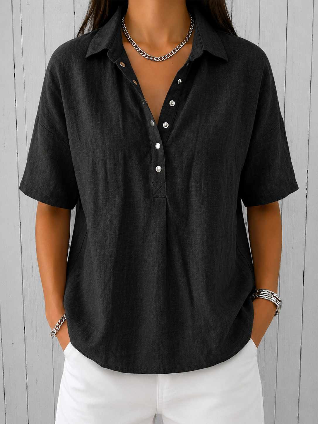 Ève | Blouse à Col et Boutons