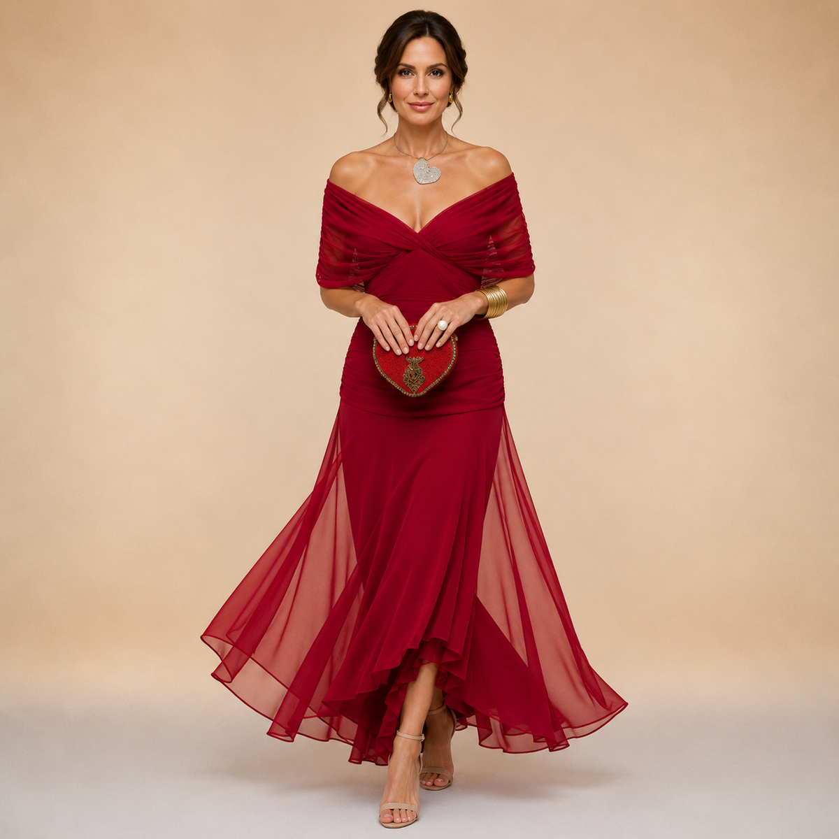 Émilie | Robe Longue de Soirée Drapée Col en V