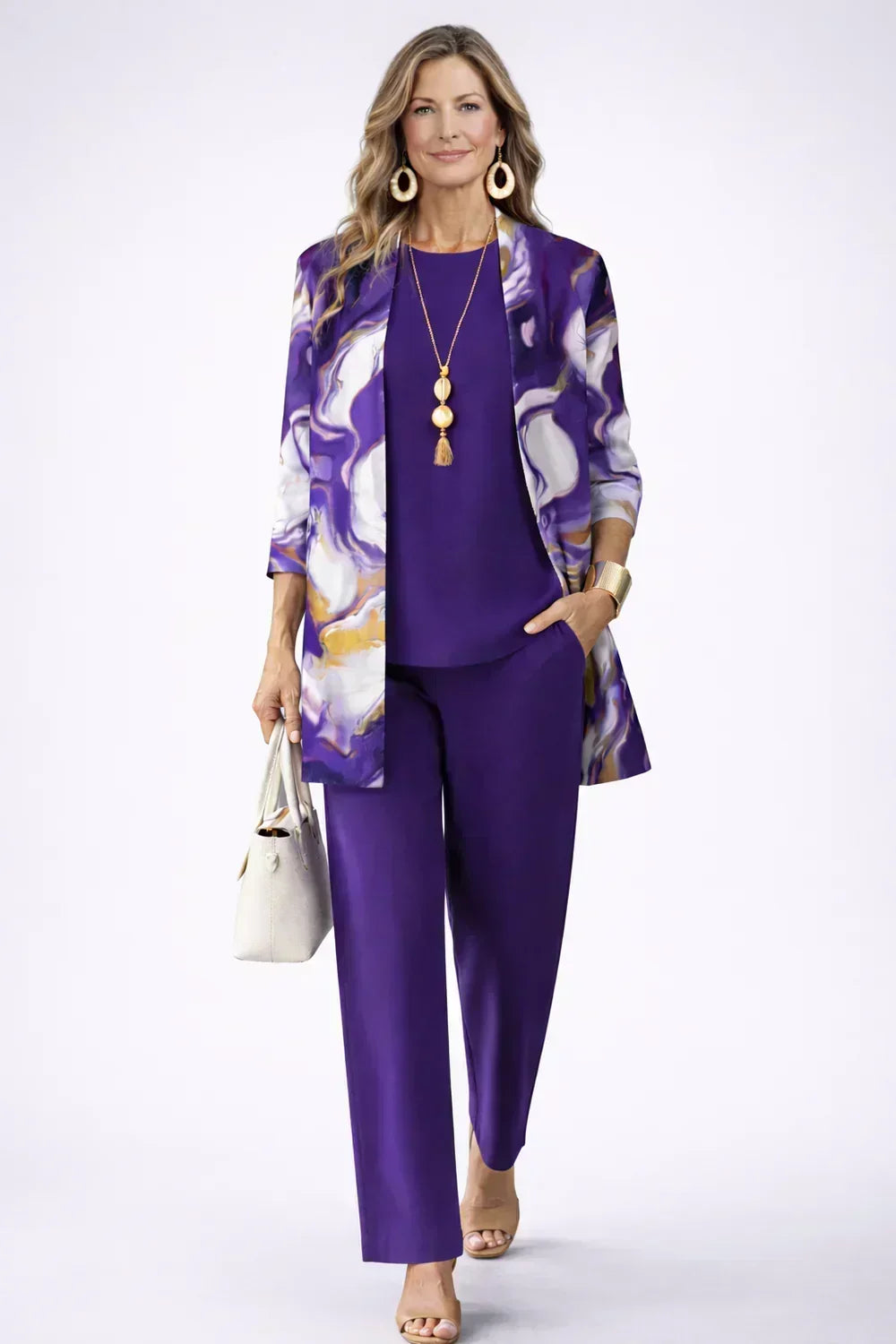 Serena | Ensemble 3 pièces violet et blanc