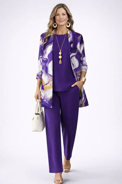 Serena | Ensemble 3 pièces violet et blanc
