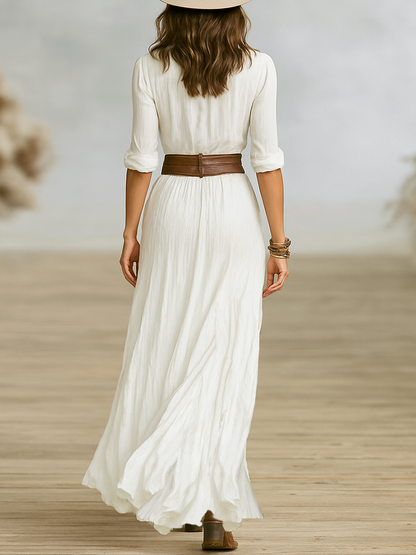 Aurore | Robe Longue à Col Inversé