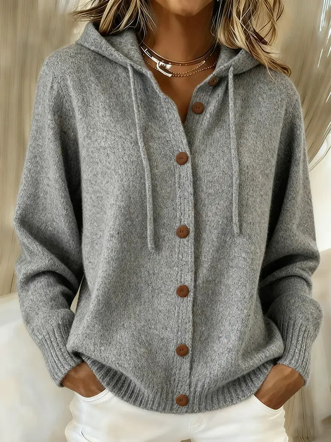 Brigitte | Cardigan Sweat à Capuche Boutonné Cocooning