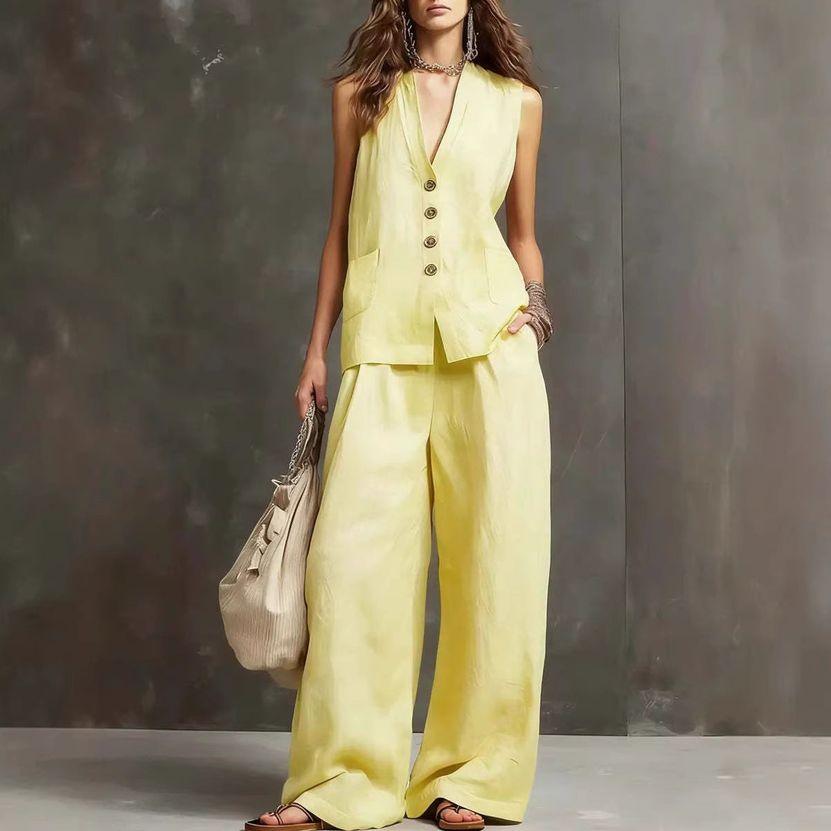 Alice | Ensemble deux pièces avec gilet sans manches et pantalon large