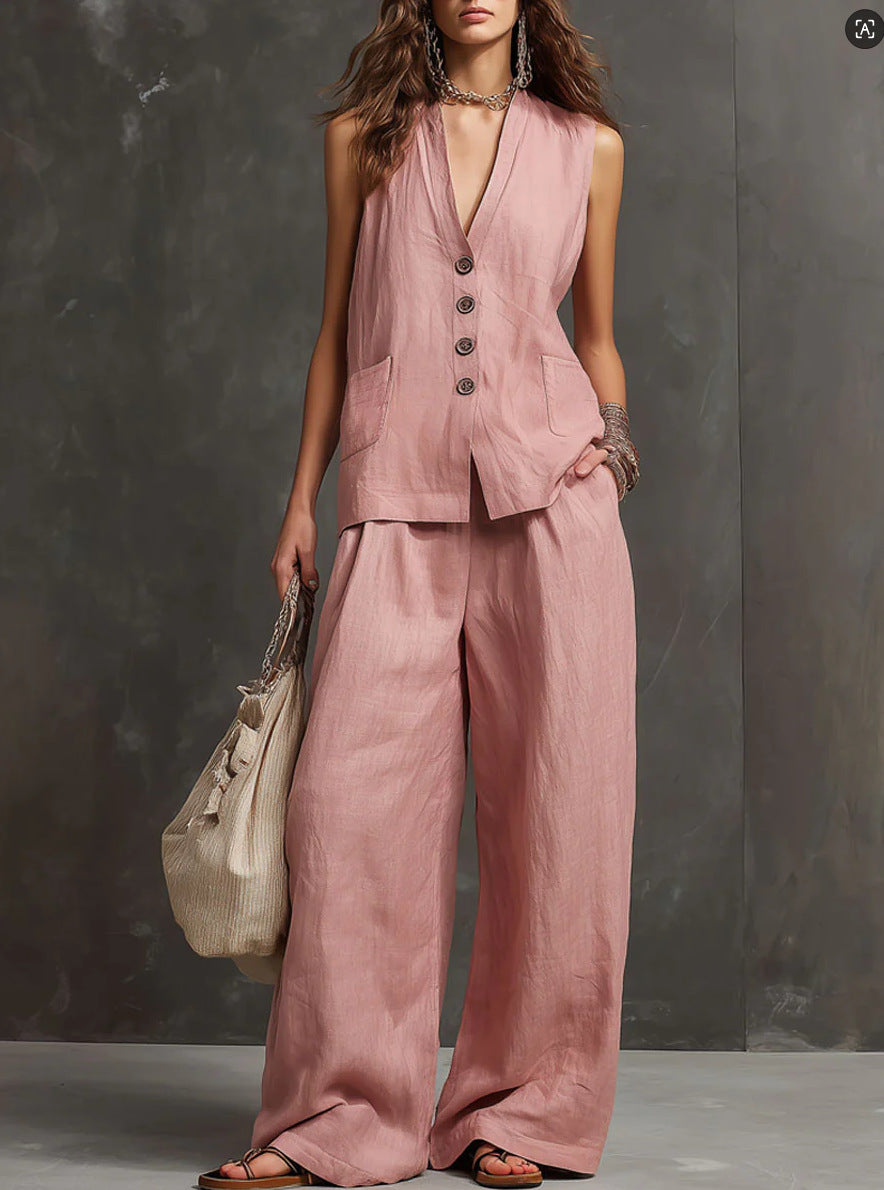 Alice | Ensemble deux pièces avec gilet sans manches et pantalon large