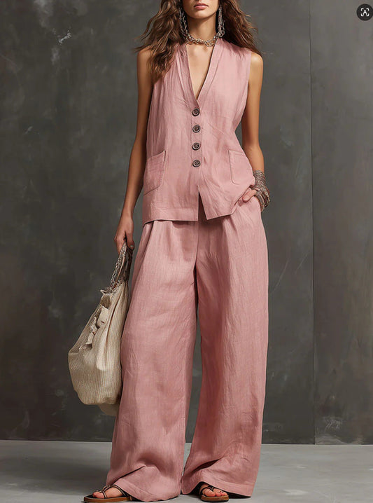 Alice | Ensemble deux pièces avec gilet sans manches et pantalon large