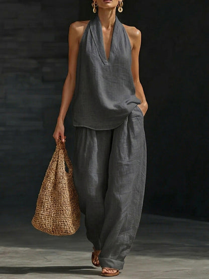 Nathalie – Ensemble sans manches et pantalon large