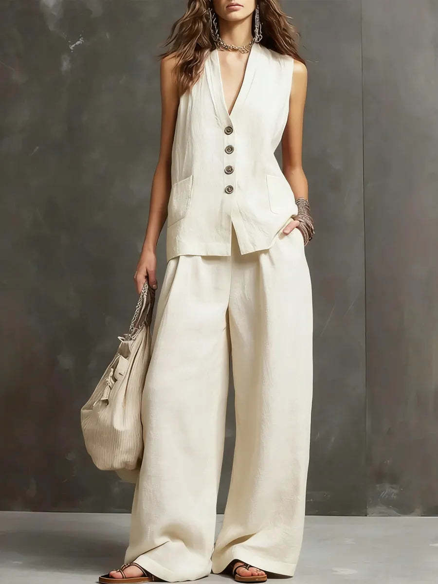 Alice | Ensemble deux pièces avec gilet sans manches et pantalon large