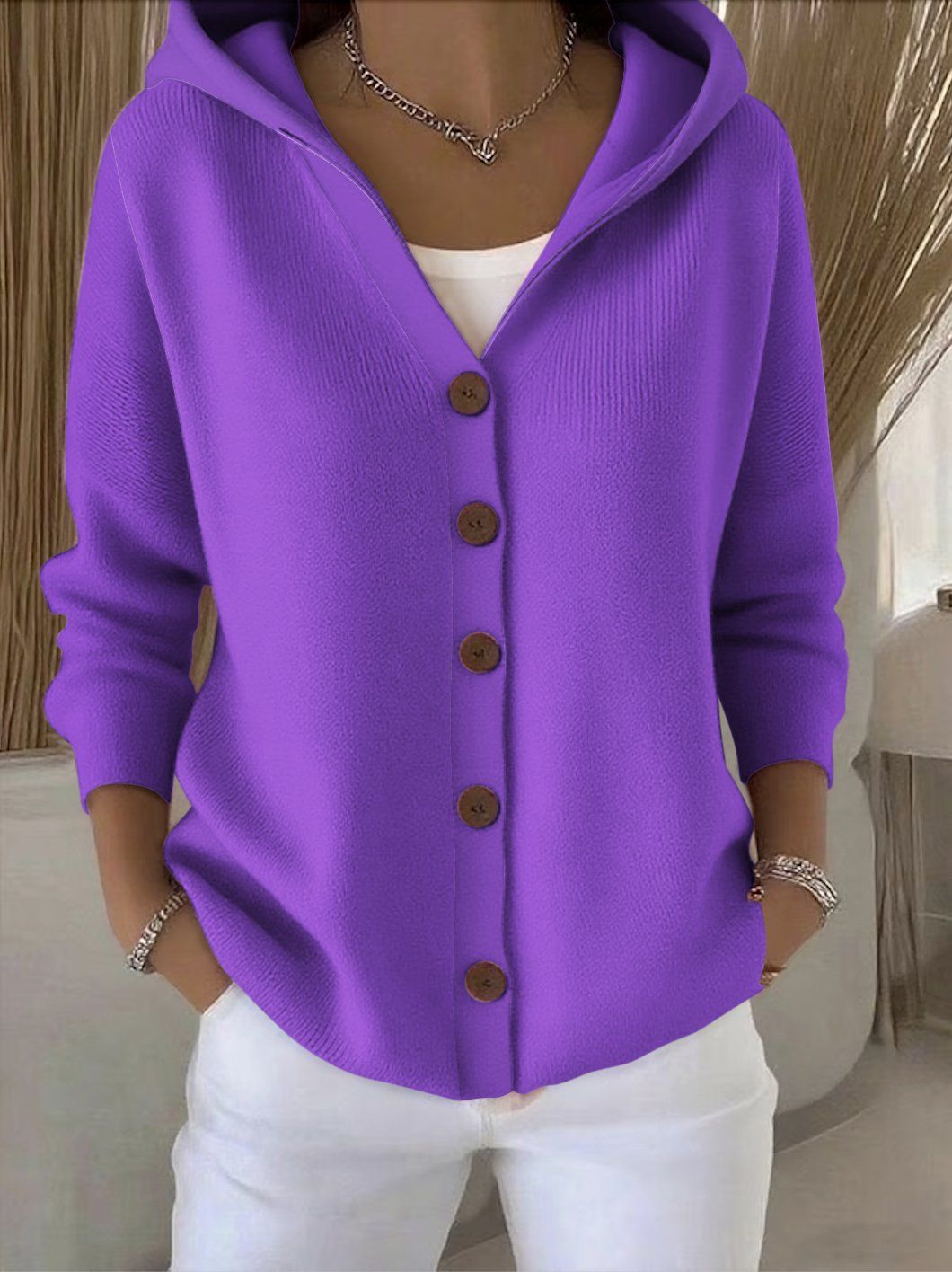 Adrienne | Cardigan à Capuche Boutonné