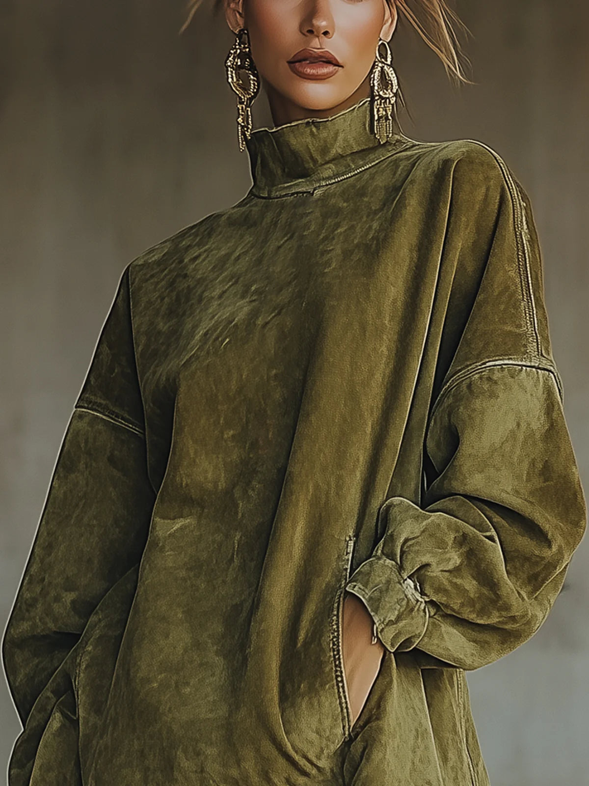 Gabrielle | Robe à Col Montant et Franges