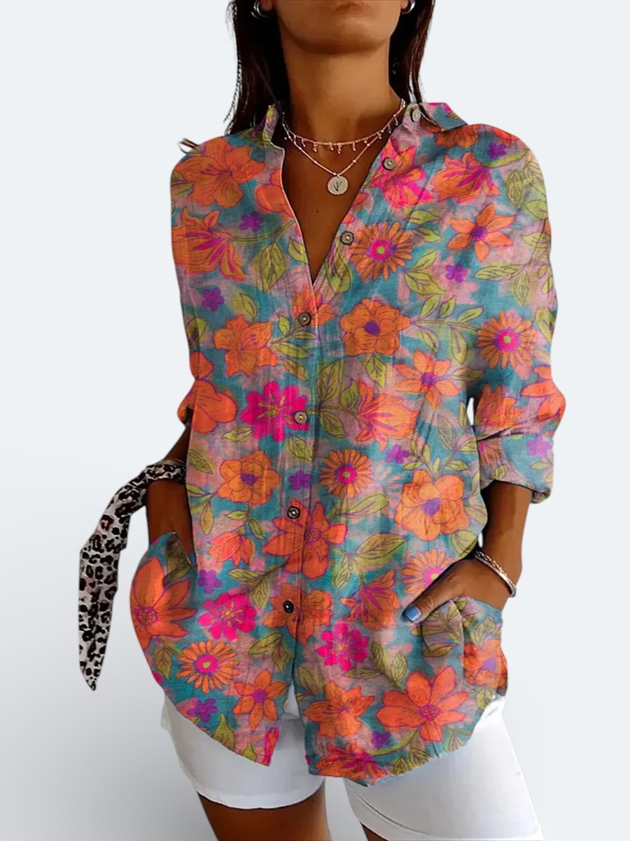 Valérie | Blouse Artistique Vive à Boutons
